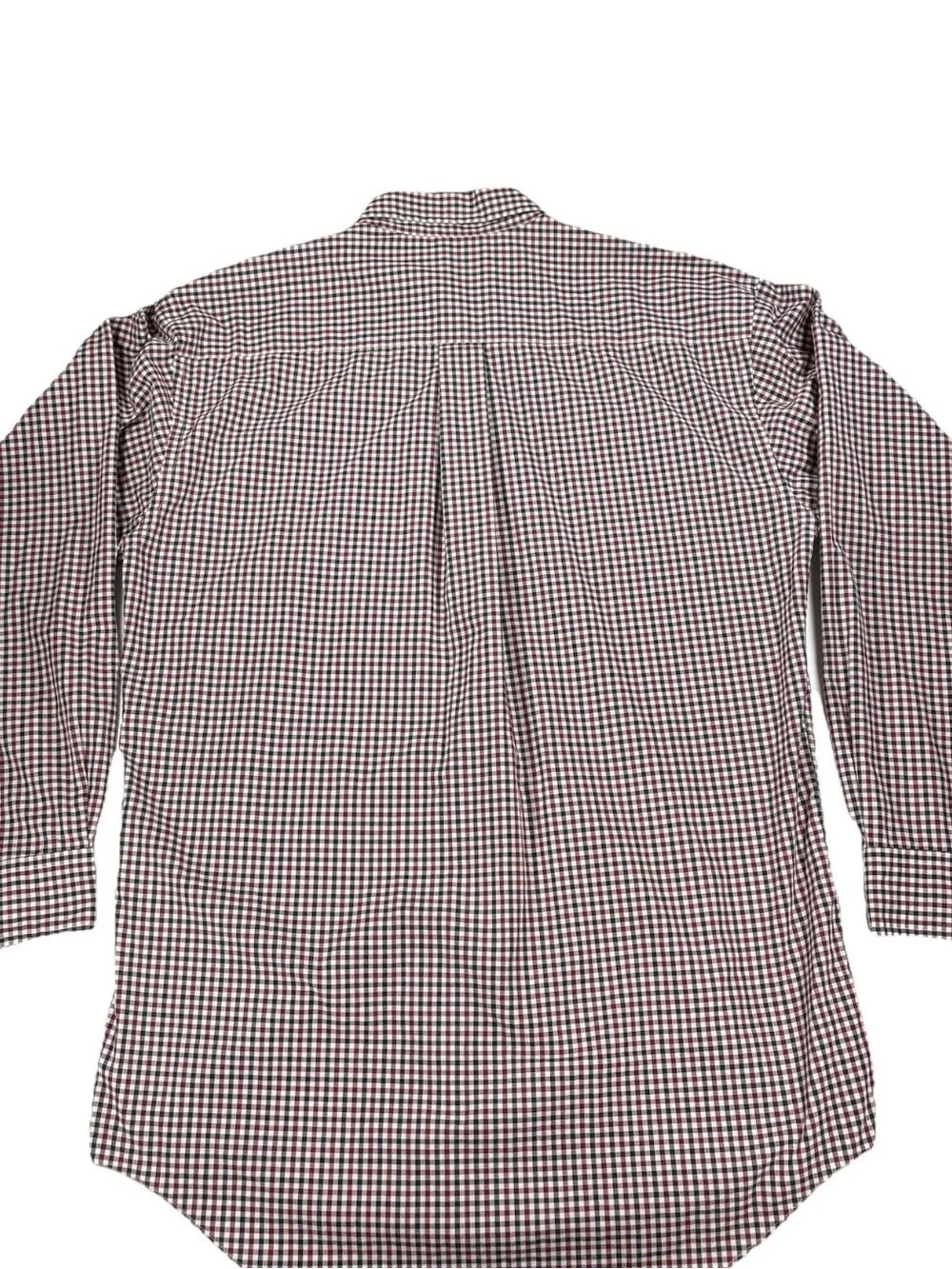 L.L. Bean Men's M Tall Long Sleeve Red & Blue Checked Plaid Button-Down Shirt - Picture 2 of 8